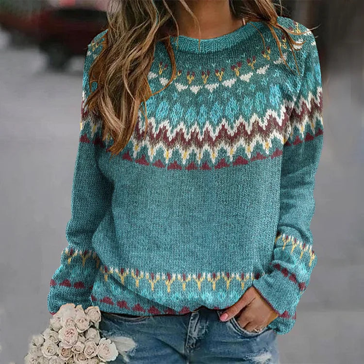 ELE RETRO WAVE PATTERN SWEATER